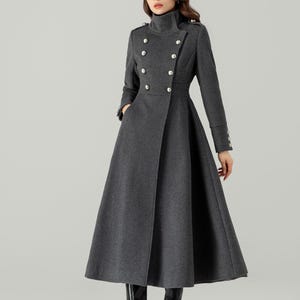 格安saleスタート ボ 冬用ダブルブレストウールコート、レディースグレーウールコート ジャケット・アウター