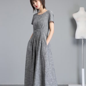 Linen dress, Linen maxi dress, womens dress, Long Linen maxi dress, Gray Loose linen dress, Summer Spring dress, Handmade dresses C1255#