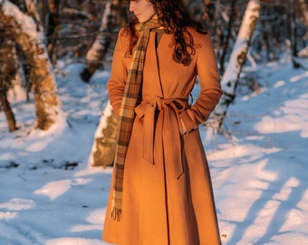 Brown wool coat, Long wool coat, Winter warm wool coat women, A Linen wool coat, Fall winter wool coat, Belted Wool Coat, Ylistyle C3808