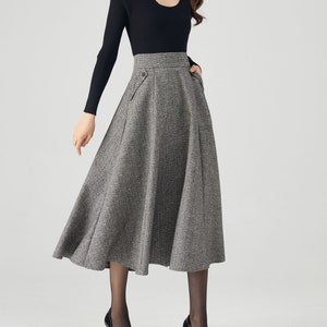 Wool Skirt, Midi Skirt Women, Winter Wool Skirt, A Line Skirt, 1950s Style Skirt, Skirt with Pockets, Warm Skirt, Made to Order C3551