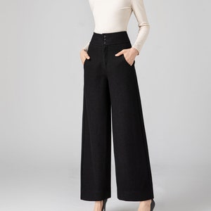 Palazzo Pants Women, Womens Pants, Wide Leg Wool Pants, Autumn Pants, Long Wool Pants, Casual Pants, Pant with Pockets, Made to Order C3591