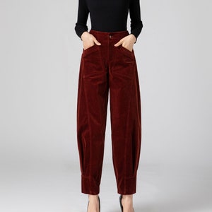 Corduroy Pants Women, Casual Harem Pants, Women's Tapered Pants, Womens oversized trousers, women's baggy pants, Made to Order C3586