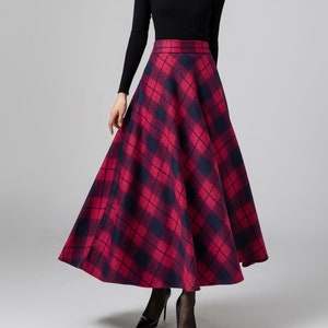 Plaid Wool Skirt, Maxi Skirt Women, High Waisted Skirt, Fit and Flare Skirt, Winter Warm Skirt, Skirt with Pockets, Handmade Skirt C3582