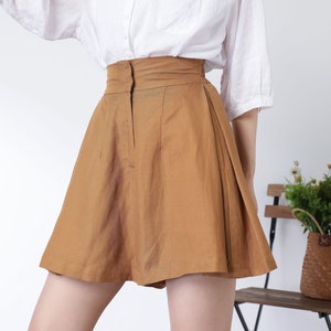 Linen Shorts, High Waisted Linen Shorts for Women, Linen Beach Shorts with pocket, Summer Linen shorts, Custom shorts, Ylistyle C3324 image 6