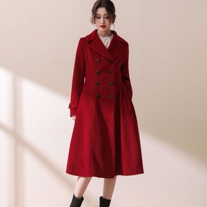red wool swing coat