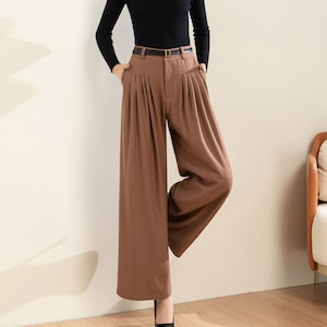 Wool Pants, Long wool pants, Wide leg pants, Palazzo Pants, Pleated pants, Wool Pants Women, Winter Pants, Made to Order, Ylistyle C3599