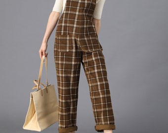 Checkout Corduroy Overalls, Womens Brown Fall Jumpsuits, Retro Casual Corduroy pants, Plus Size Overalls, Custom Overalls, Ylistyle C3922