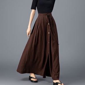 ★LEE★ Women's Sweat Long Skirt Pigment Brown LE2403SR20PW Linen Maxi Skirt, Button Down Linen Skirt, Brown Skirt