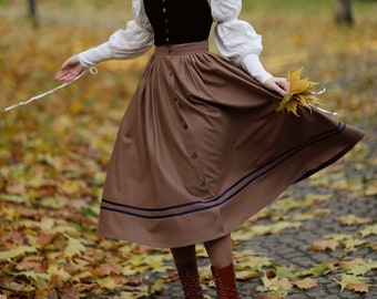 Jupe en laine, Jupe midi en laine, Jupe trapèze boutonnée en laine, Jupe taille haute, Jupe d'hiver chaud pour femme, Jupe faite main, Ylistyle C3779