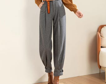 ヴィンテージ ブラック ウール ブレンド トラウザーズ - Etsy 日本