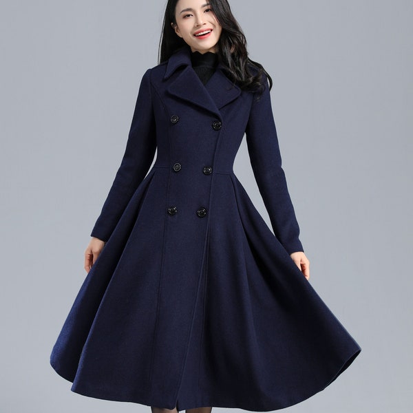 Blue Princess Wool Coat, Winter Coat Women, Trench Coat Women, Swing Coat Dress, Fall Winter Outwear, Custom Coat Ylistyle C2461