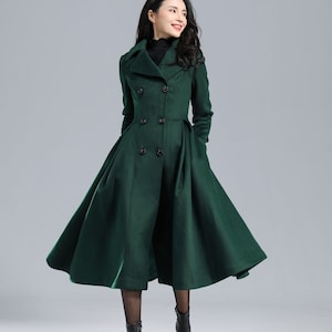 Long Wool Coat Women, Gray Wool Trench Coat, Double Breasted Long Wool Coat Women, Gray Wool Trench Coat, Double Breasted