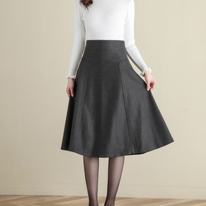 Women's Wool Midi Skirt in Grey, Winter Skirt, Thick A Line Wool Skirt, Flared Skirt, High Waist Full Skirt, Vintage Inspired Skirt C2518 image 1