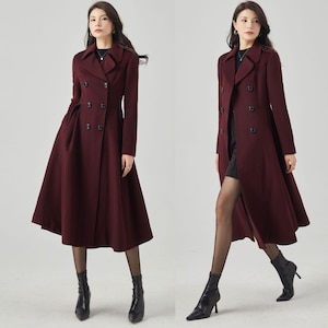 Burgundy Princess long wool coat 4724 Burgundy Princess long wool coat 4724