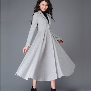 Long Wool Princess Coat, Swing wool Coat, Fit &Flare Coat, Women's Winter Wool Coat, Winter Wedding Coat, Retro Maxi wool Coat C996 1. Grey