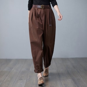 Womens Long Tapered Baggy Pants, Wide Leg Harem Pants, Spring Autumn Plus size Pants, Comfy Loose Trousers Large Size, Casual pants C2511