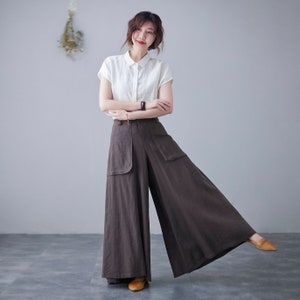 Women's Pleated High Waisted Wide Leg Pants, Belted Palazzo Trousers, Blue  Loose Wide-legs Long Linen Pants, Womens Pants, Xiaolizi 2534 -  Denmark