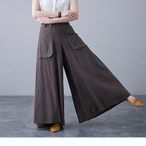Fall winter Linen pants, Womens Casual Long Linen pants, Palazzo Pants, Wide Leg pants, Linen Culottes Pants, Custom pants, Ylistyle C2125