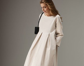 Linen dress, Women's Linen dress, Dress with pockets, Casual Linen dress, Spring linen dress, Plus size dress, Custom dress, Ylistyle C3917