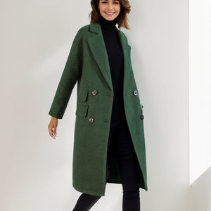 Wool coat, Green Long Wool Coat, Warm Winter Coat Women, Relaxed Fit Coat, Oversized Wool Coat, Wool Jacket, Custom Ylistyle coat C1763 image 1