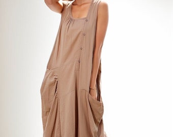 Linen Dress, Asymmetrical Linen dress, Sleeveless maxi Dress, Tank Summer Dress, Maxi dress, Casual Linen dress, Custom dress, Ylistyle C344