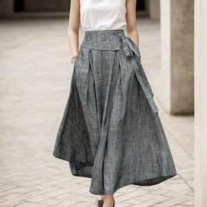 Amazon.com: Women's Linen Wrap Skirt Casual Maxi Skirt