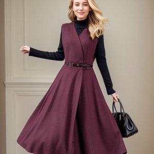 Wool Dress, Midi Wool Pinafore Dress, Sleeveless wool Dress, Wrap Wool Dress, Winter Dress women, Handmade Dress, Ylistyle C4444