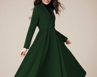 Wool Princess Coat, Fit &Flare Coat women, Swing wool Coat, Women's Winter Wool Coat, Winter Wedding Coat, Retro Maxi wool Coat C4400