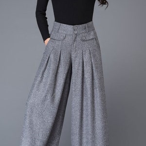 Wide Leg pants, wool pants, palazzo pants in Gray, Maxi wool pants, women's pants, Autumn winter pants, Pleated Pants, Wool clothing C1001 1-light gray