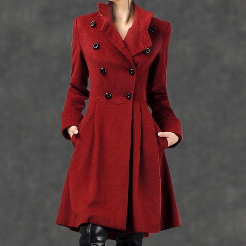 Asymmetrical Military Wool Coat Winter Coat Women - Etsy