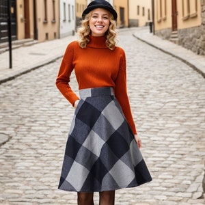 High waisted plaid skirt 3m top