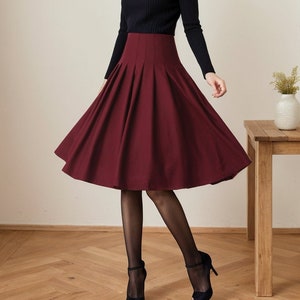 Wool skirt, Pleated Wool Skirt for Women, Red Midi wool Skirt, High Waist wool Skirt, Winter wool Skirt, Custom skirt, Ylistyle C2636