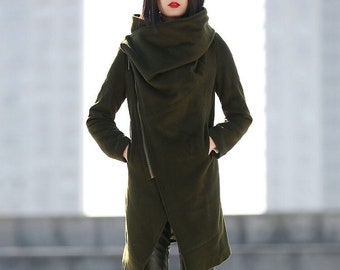 Army green wool coat, womens coat, winter coat, warm coat, wool coat, womens wool coat, winter wool coat, winter warm coat C189