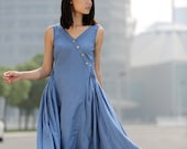 IDEALSANXUN Women's Linen Spring Summer Short Sleeve V Neck A Line...