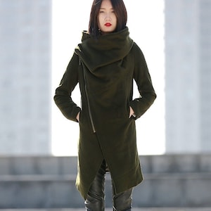 Army green wool coat, womens coat, winter coat, warm coat, wool coat, womens wool coat, winter wool coat, winter warm coat C189