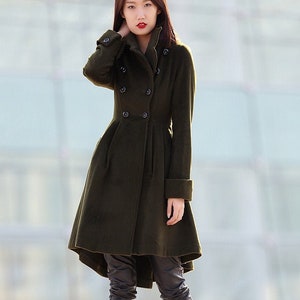 Green coat, winter coats for women, winter coat, coat, jacket, wool coat, Asymmetrical coat, womens coats, army green coat, coats C178 C1-green -C178