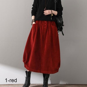 Corduroy Skirt, Handmade women midi Skirt, Autumn winter Corduroy Skirt, Plus size skirt, casual corduroy maxi skirt, Ylistyle C1813