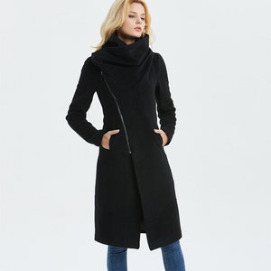 Women's asymmetrical wool coat clearance