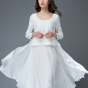 long white linen dresses with sleeves