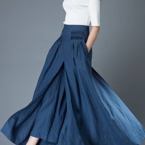 Linen pants, Skirt pants, wide leg pants, Long Linen pants, blue culottes, palazzo pants, women pants, loose linen pants, Spring pants C836