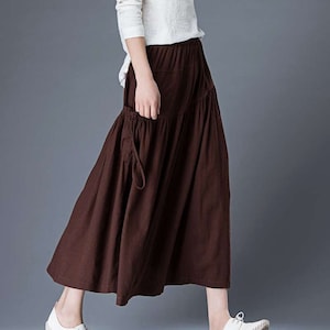 Midi Linen skirt, casual Linen skirt, Plus size Linen skirt, long Linen skirt, Brown linen skirt, womens Linen skirt, Handmade skirt C856