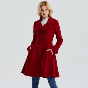 Red wool coat, wool coat women, military coat, winter coat women, women coat, Modern wool coat, Warm winter coat, Custom coat C1329
