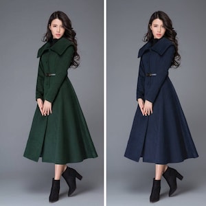 Green Princess Wool Coat, Wool Coat Women, Long Jacket for Winter ...