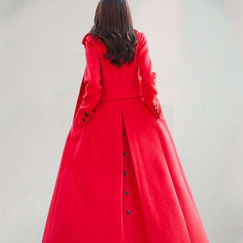 Red Wool Coat, Long Wool Coat, Double-breasted Wool Coat, Belted Wool Coat, Winter Coat Women, Autumn Winter Outerwear, Ylistyle C1743