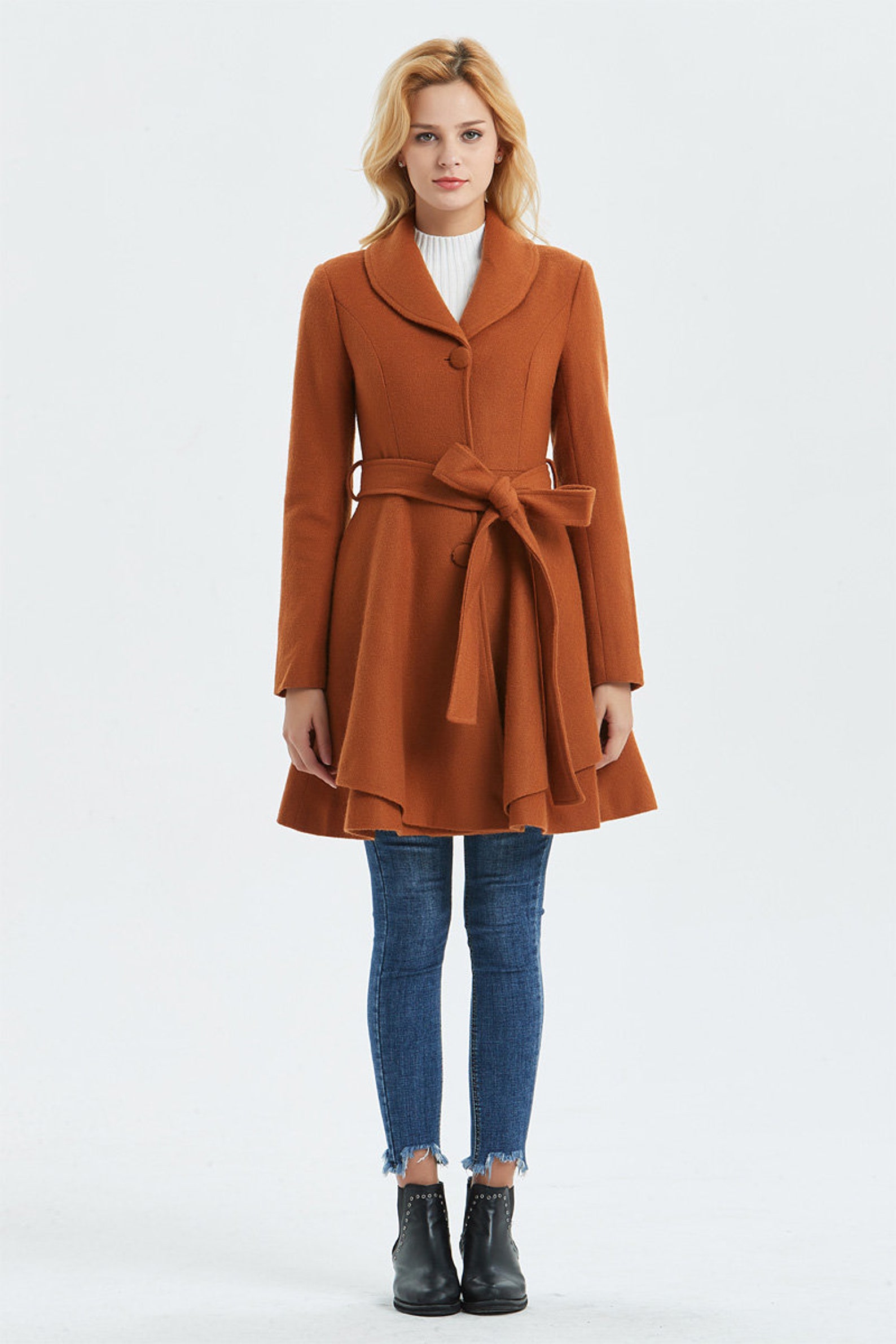 Asymmetrical Swing coat Vintage wool coat Brown coat winter Etsy