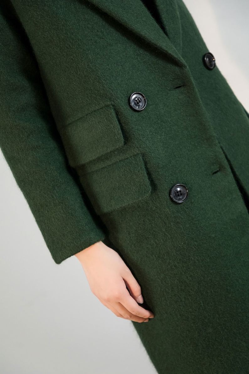 Wool coat, Green Long Wool Coat, Warm Winter Coat Women, Relaxed Fit Coat, Oversized Wool Coat, Wool Jacket, Custom Ylistyle coat C1763 image 8