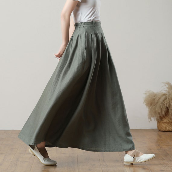 Maxi linen skirt Long Linen skirt Linen skirt with pockets - Etsy 日本