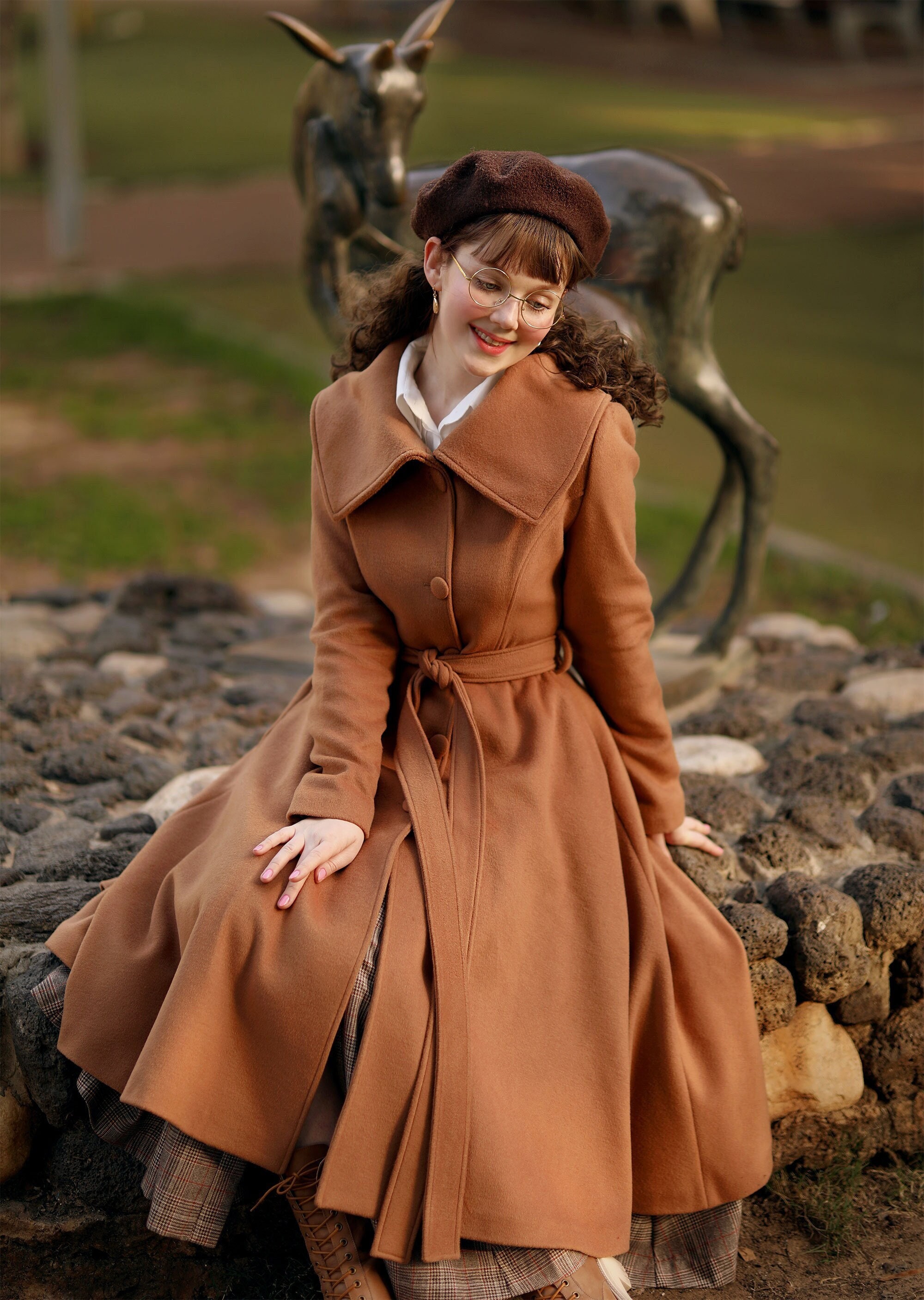 volume wool tailored coat charcoal gray | épine