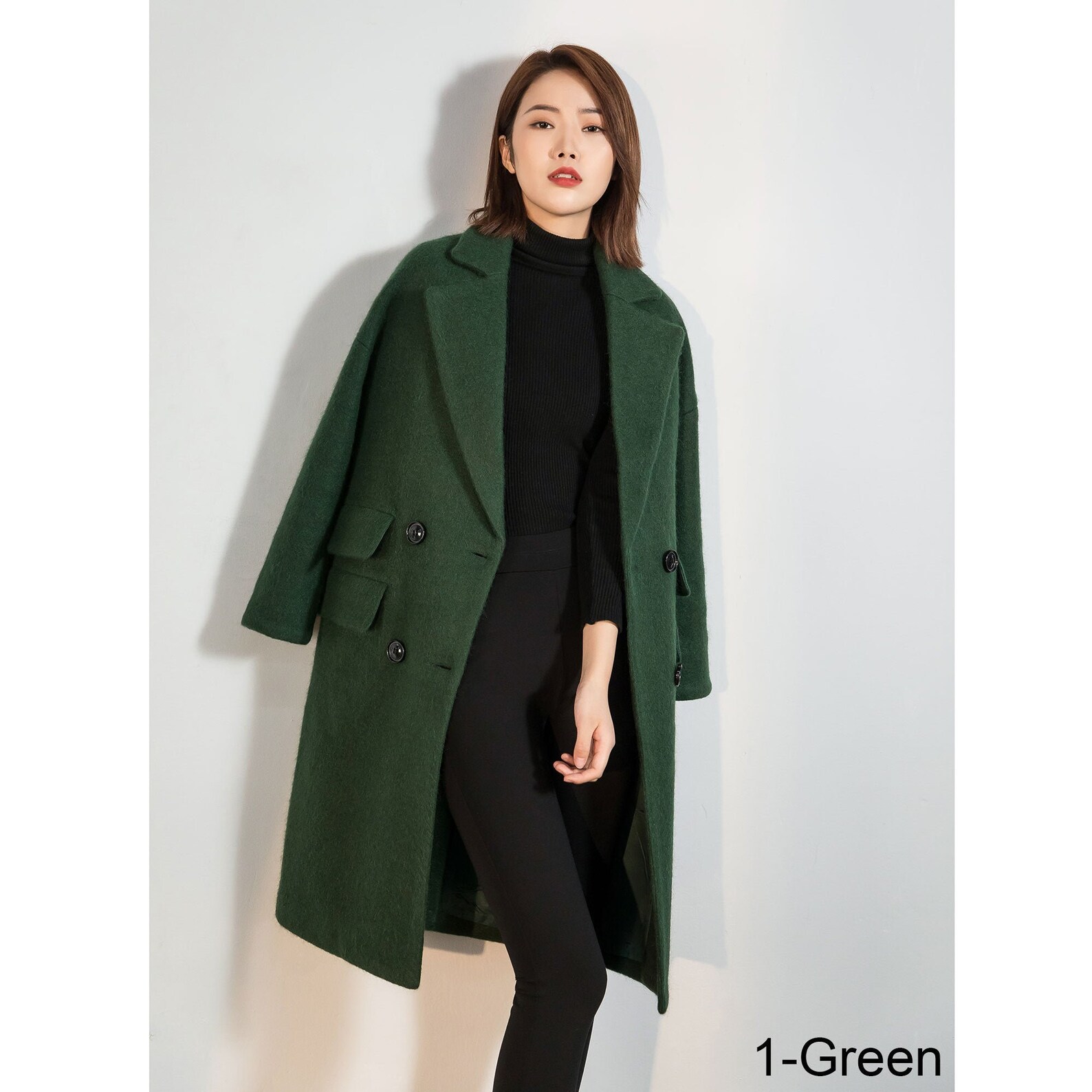 Green Long wool coat women Oversized wool coat warm winter | Etsy