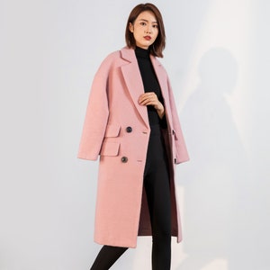 Wool coat, Green Long Wool Coat, Warm Winter Coat Women, Relaxed Fit Coat, Oversized Wool Coat, Wool Jacket, Custom Ylistyle coat C1763 2-Pink